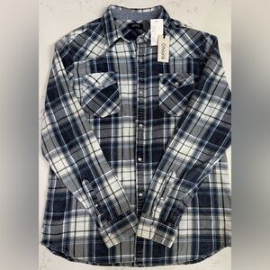 Buffalo David Bitton Men's Blue and White Checkered Shirt